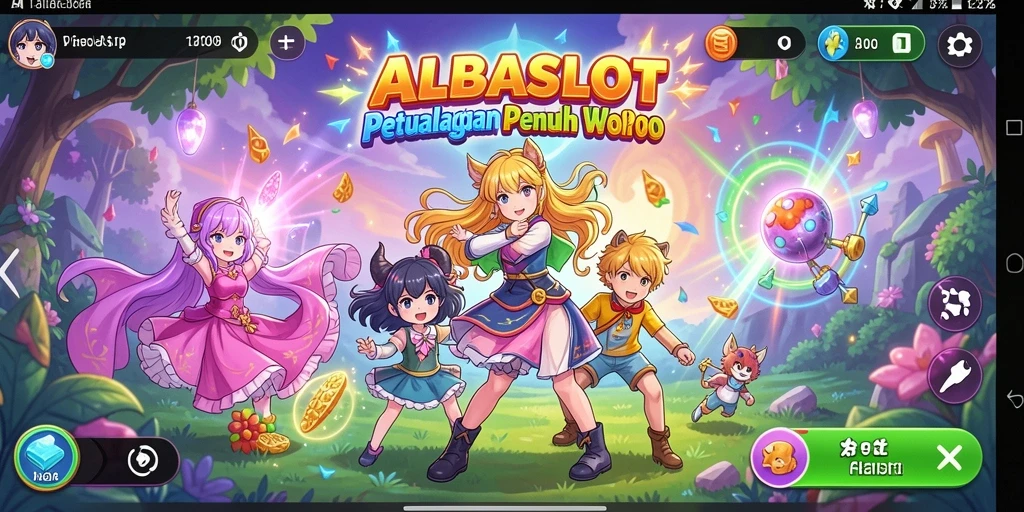 Screenshot gameplay ALBASLOT menampilkan petualangan yang seru dalam dunia Anime.