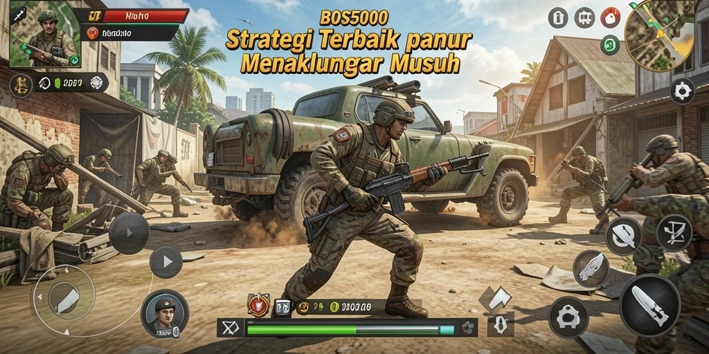 Tampilan gameplay mendebarkan dari BOS5000 saat merencanakan strategi pertempuran.