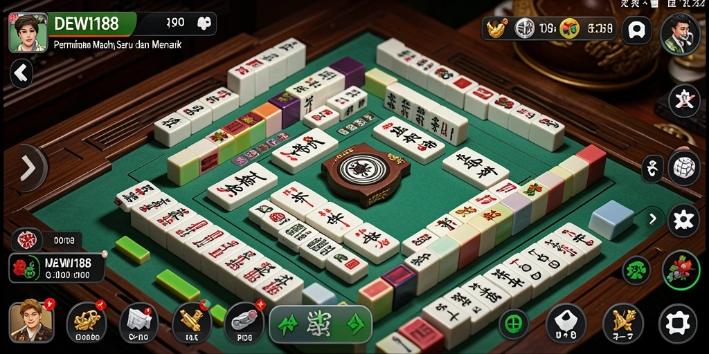 Tampilan gameplay DEWI188 dengan suasana permainan Mahjong yang menyenangkan.