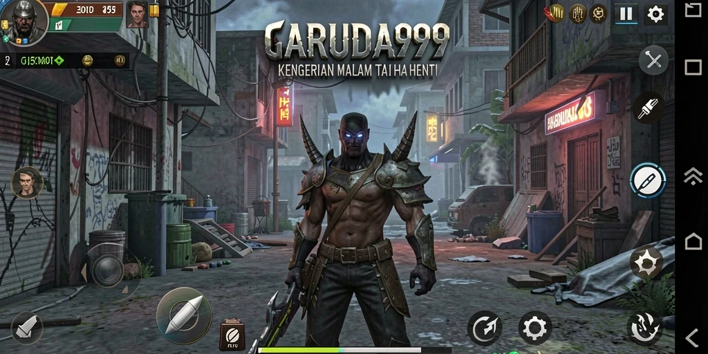 Screenshot GARUDA999 menampilkan scene menyeramkan dan gameplay yang menegangkan.