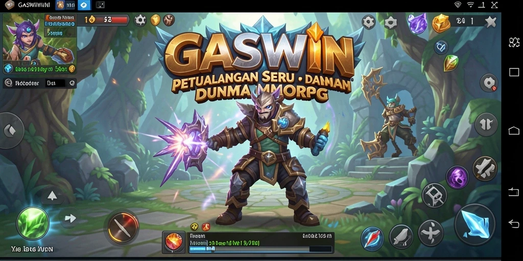 Screenshot dari gameplay GASWIN yang menunjukkan pertarungan epik di dunia MMORPG.