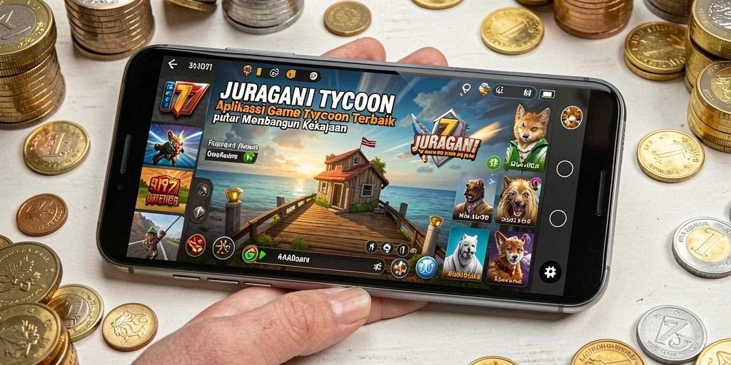 Screenshot JURAGAN77 menampilkan keseruan membangun bisnis Tycoon.