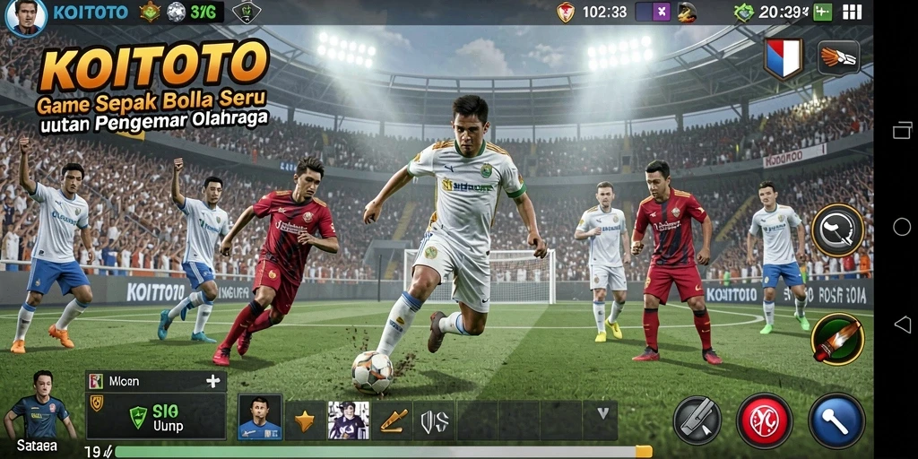 Tampilan gameplay <strong>KOITOTO</strong> yang seru dengan aksi sepak bola yang intens.