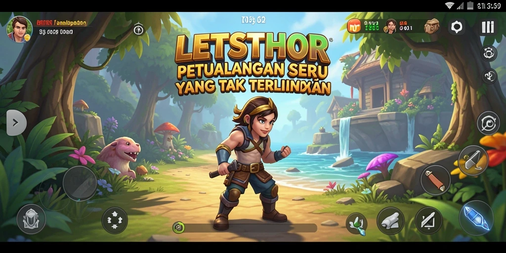 Screenshot gameplay LETSTHOR menampilkan aksi seru dalam petualangan yang menantang.
