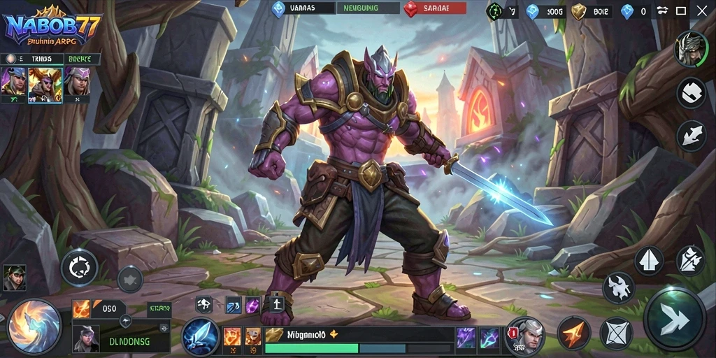Screenshot gameplay NABOB77 menampilkan serangan karakter yang dinamis.