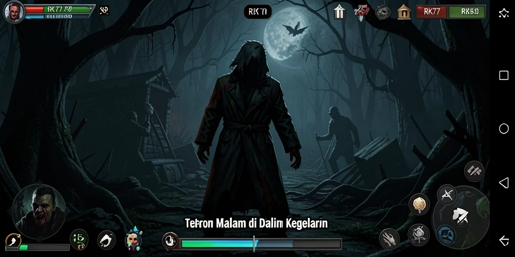 Tampilan gameplay horror RK77 yang mencekam dan menegangkan.