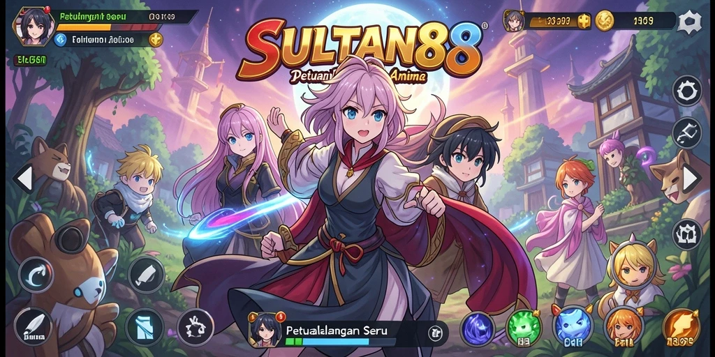 Tampilan gameplay seru di dunia anime yang menakjubkan.