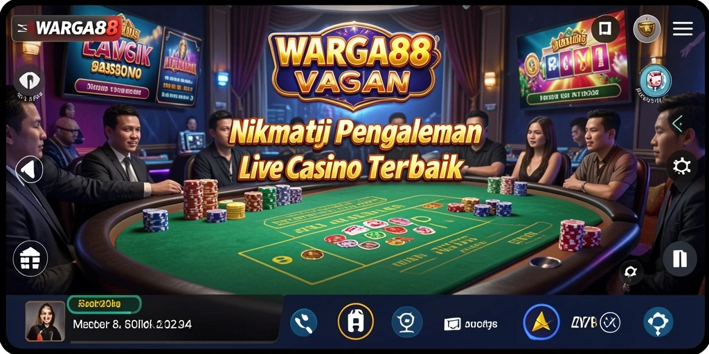 Screenshot gameplay WARGA88 menunjukkan suasana kasino yang dinamis dan interaktif.