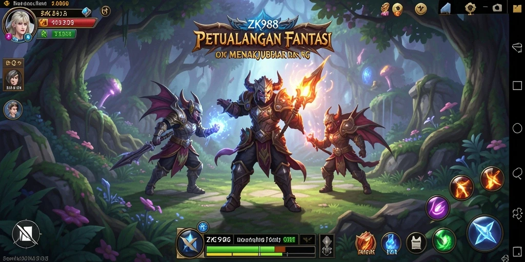 Gameplay ZK988 menampilkan pertarungan epik dan eksplorasi dunia fantasi.